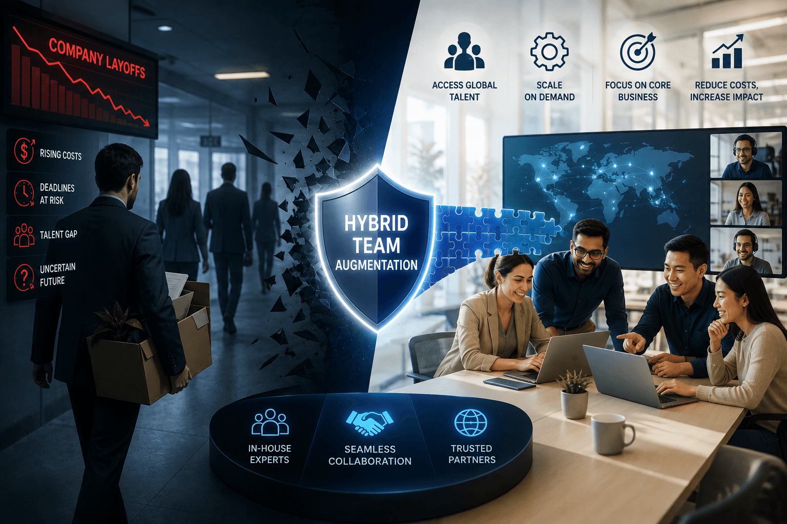 Is Your Company Next? Avoiding Layoffs with Hybrid Team Augmentation